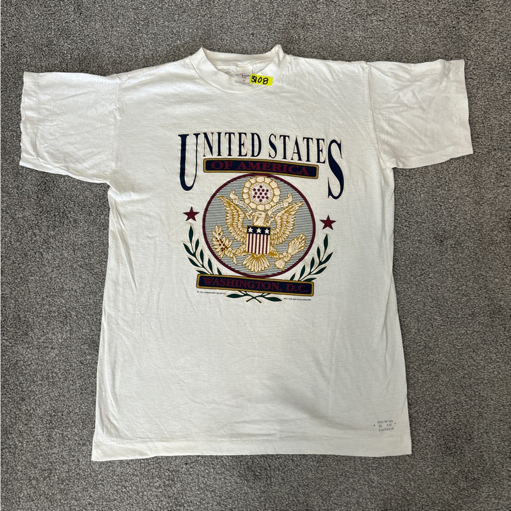 Vintage United states shirt mens medium white Washington DC 90s‎ travel